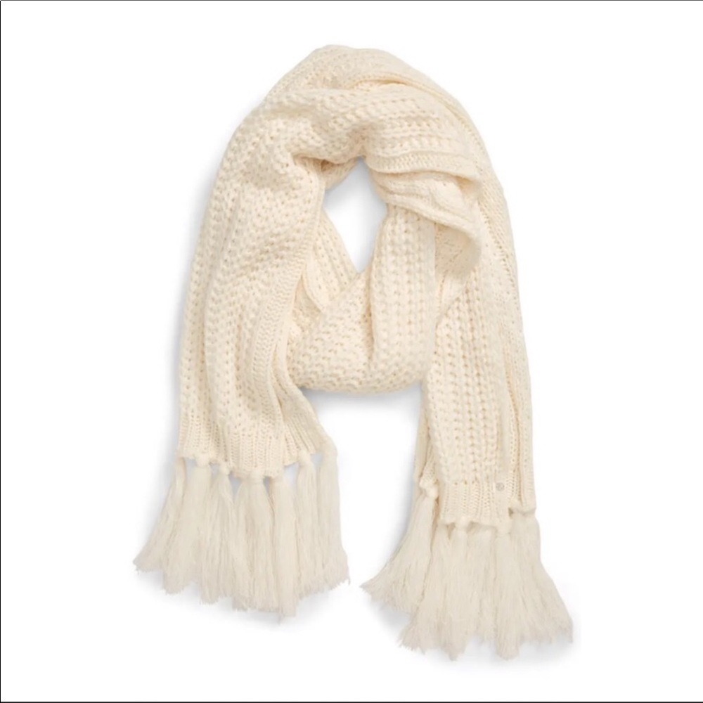 Treasure & Bond Fringe Cable Knit Scarf White NWT